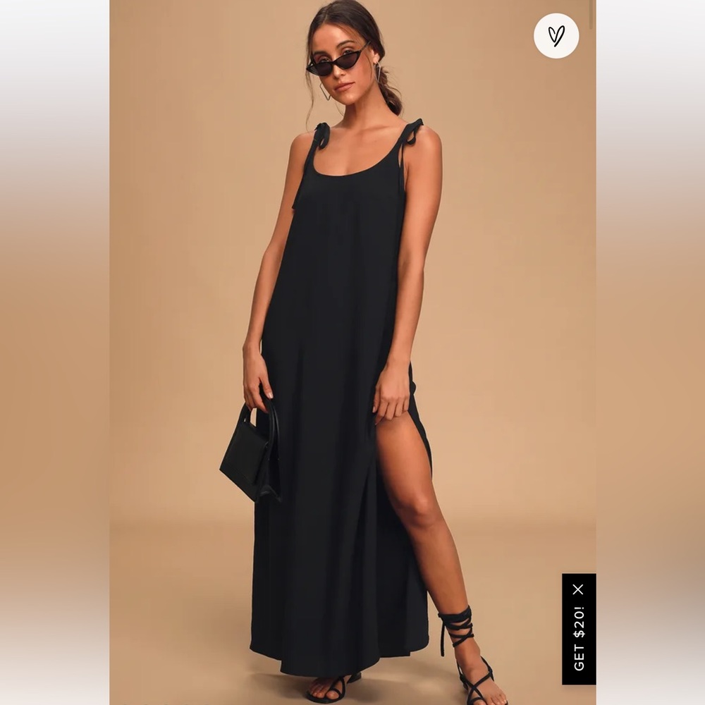 Lulus Salt Water Breeze Black Tie-Strap Maxi Dress - Picture 1 of 12